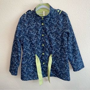 Matilda Jane Brighten the Day Navy Floral and Polka Dot Waterproof Jacket Size S
